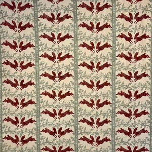 The Hare Celadon Cranberry Fabric