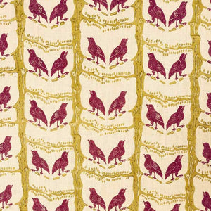 Bird Chatter Lime Rose Fabric