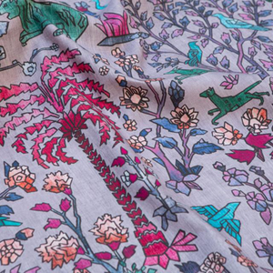 Mighty Jungle Cotton Lilac Fabric