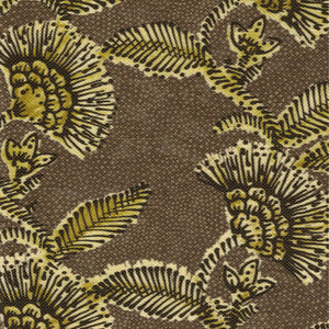 Louise Floral Brown Citron Fabric
