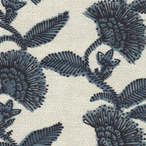 Louise Floral Shale Navy Fabric
