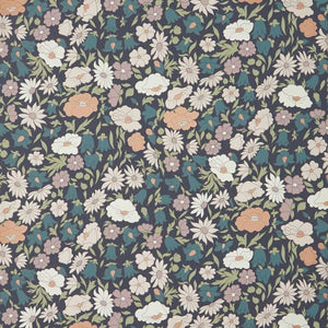 Poppy Meadowfield Pewter Blue Wallpaper