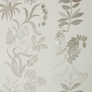 Botanical Stripe Pewter White Wallpaper