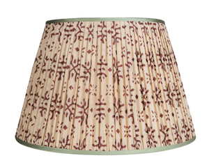 Penny Morrison Cream and Plum Silk Lampshade with Mint Trim