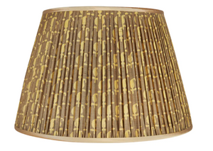 Penny Morrison Gold and olive Motif Silk Lampshade with Gold Trim
