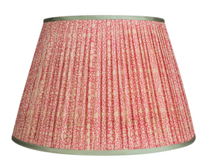 Penny Morrison Pink and White Floral Pleated Silk Lampshade with Mint Trim