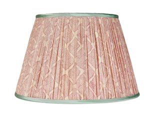 Penny Morrison Pink Diamond Geometric Silk Lampshade with Mint Trim