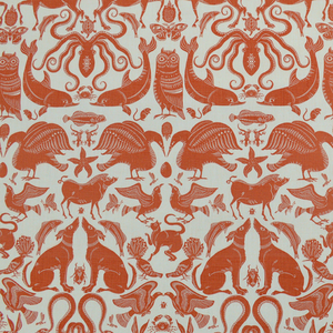 Birds & Beasts Terracotta Fabric
