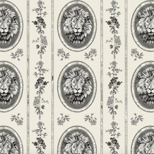 Lion Toile Cream Wallpaper